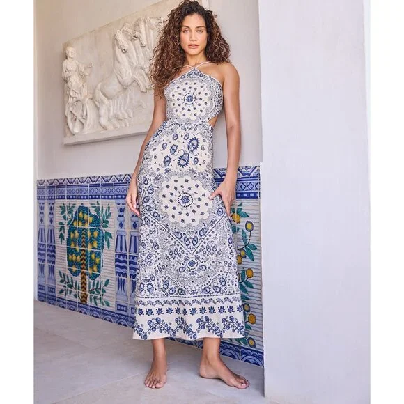 Agua Bendita Indira Atma Dress in Multicolor cutout paisley maxi vacation floral - Picture 4 of 12